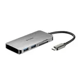 HUB USB D-LINK DUB-M610, SD/microSD Dual Card Reader x 1, USB 3.0 x 2, HDMI x 1, USB Type C x 1 (Gri)