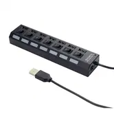 HUB USB GEMBIRD UHB-U2P7-03, USB 2.0 x 7, conectare prin USB 2.0, alimentare retea 220 V (Negru)