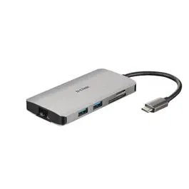 HUB USB D-LINK DUB-M810, Gigabit LAN x 1, SD/microSD Dual Card Reader x 1, USB 3.0 x 3, HDMI x 1, USB Type C x 1 (Gri)
