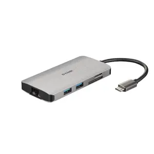 HUB USB D-LINK DUB-M810, Gigabit LAN x 1, SD/microSD Dual Card Reader x 1, USB 3.0 x 3, HDMI x 1, USB Type C x 1 (Gri)
