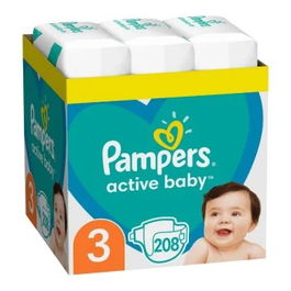 Scutece Active Baby Marimea 3 Midi pentru 6-10 kg, 208 bucati, Pampers