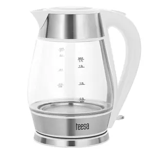 Fierbator de apa Teesa TSA1512W, 2200 W, 1.7 l, Sticla (Alb/Inox)