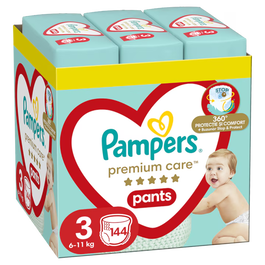 Scutece-chilotel Premium Care Pants XXL Box Marimea 3 pentru 6-11 kg, 144 bucati, Pampers