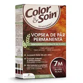 Vopsea de par fara amoniac, fara silicon, blond acaju, 7M, Color & Soin