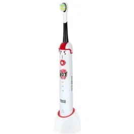 Periuta de dinti electrica pentru copii Teesa Sonic Junior Boy TSA8005, 43.000 pulsatii/min, Cronometru 2 min, IPX7, 2 Capete, Incarcator (Alb/Rosu)