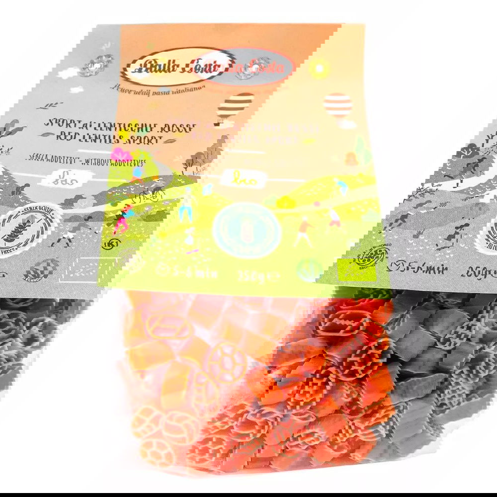 Paste Bio din linte rosie fara gluten, 250g, Dalla Costa