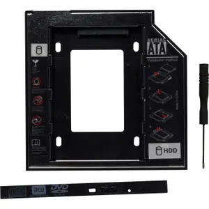 Rack intern Spacer SPR-25DVDI, interfata SATA, 9.5mm, compatibil cu HDD/ SSD 5.25" - 2.5" (Negru)