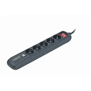 Prelungitor GEMBIRD SPG5-U2-5, Schuko x 5, USB x 2, 1.5m, 16A, protectie copii (Negru)