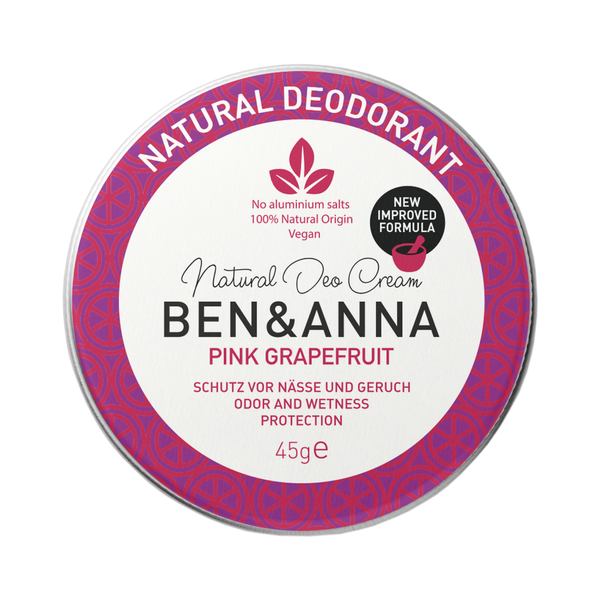 Deodorant natural crema Pink Grapefruit, 45g, Ben&Anna