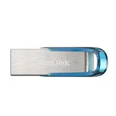 Stick USB SanDisk Cruzer Ultra Flair, 128GB, USB 3.0 (Argintiu/Albastru)