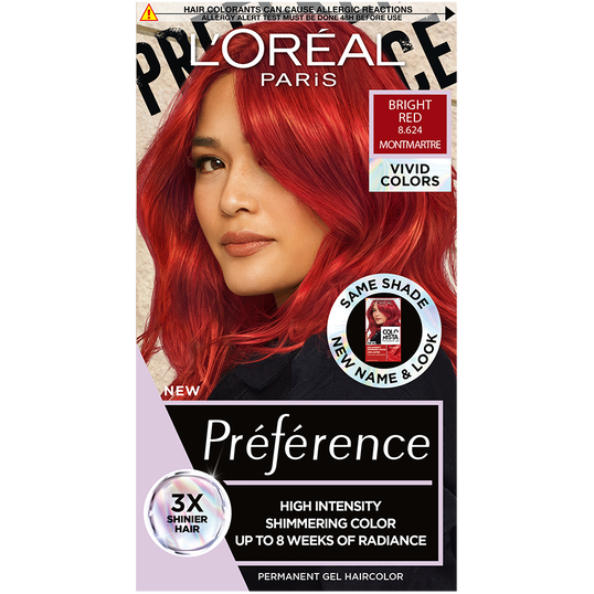 Vopsea de par permanenta cu amoniac Preference Vivid Colours 8.624 Bright Red, 204ml, L`Oreal Paris
