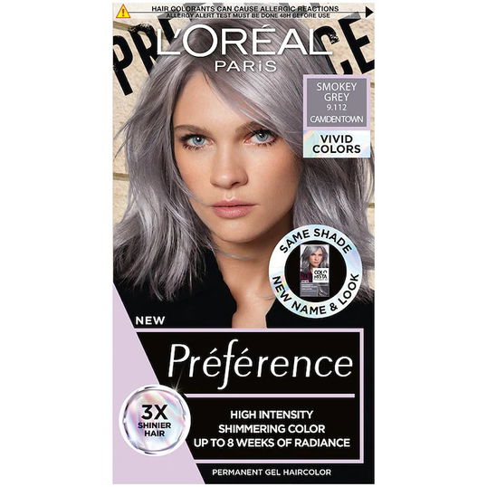 Vopsea de par permanenta cu amoniac Preference Vivid Colours 9.112 Smokey Grey, 204ml, L`Oreal Paris