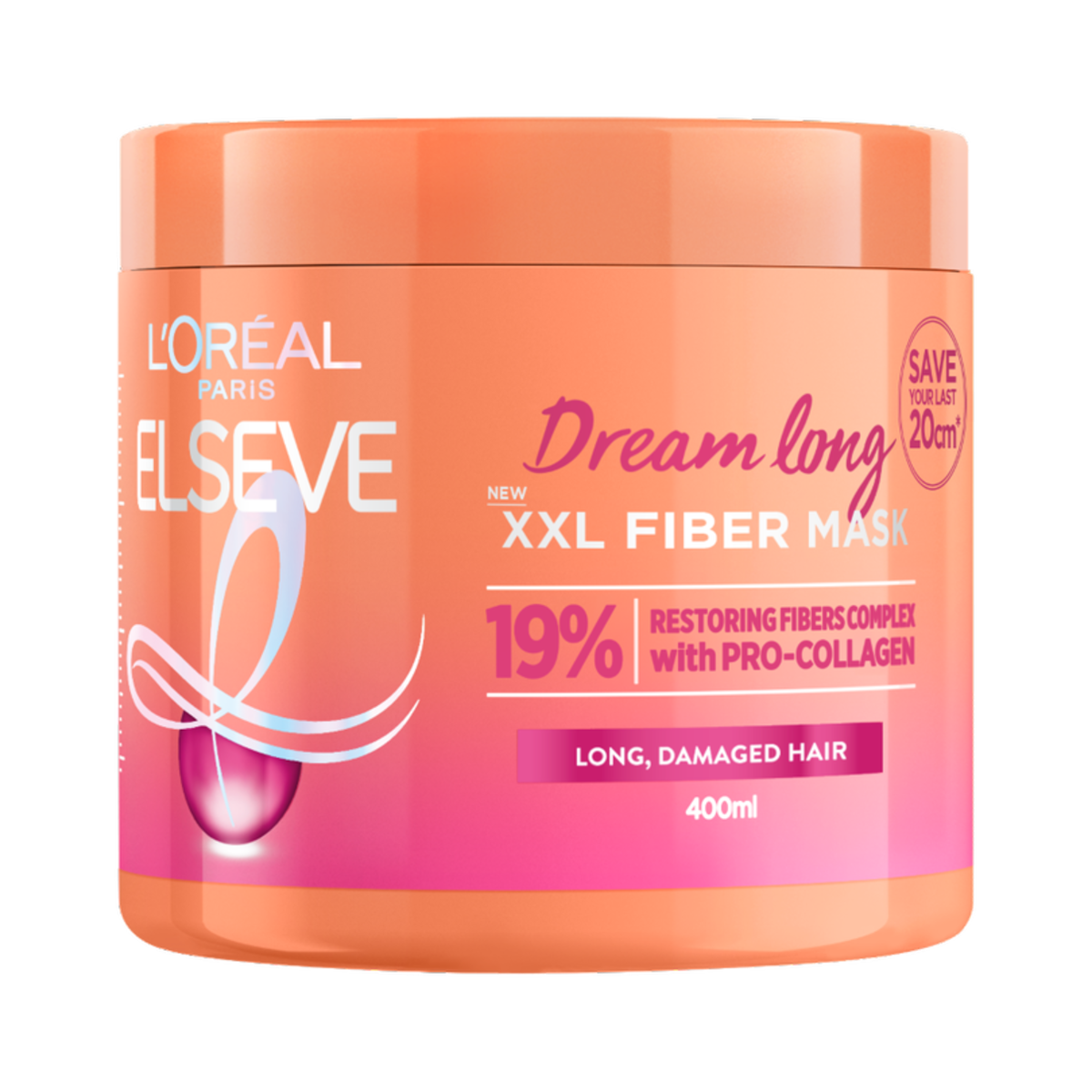 Masca de par Dream Long XXL Fiber Mask, 400ml, Elseve