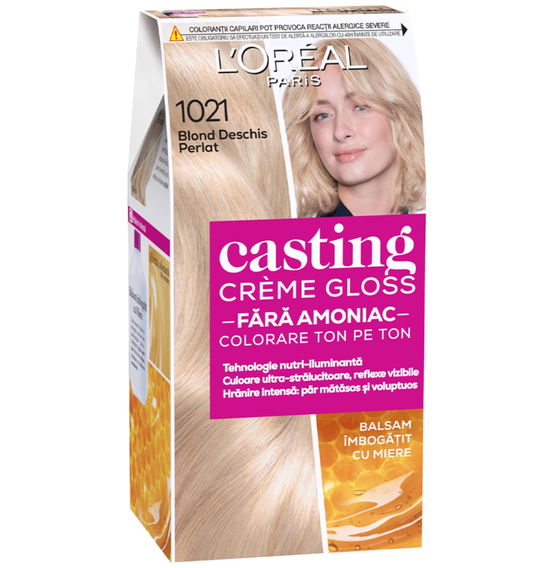Vopsea de par semi-permanenta fara amoniac Casting Creme Gloss 1021 Blond Deschis, 180ml, L`Oreal Paris