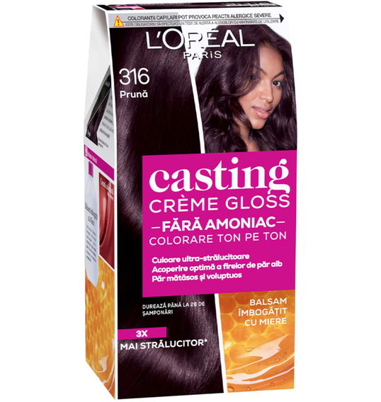 Vopsea de par semi-permanenta fara amoniac Casting Creme Gloss 316 Pruna, 180ml, L`Oreal Paris