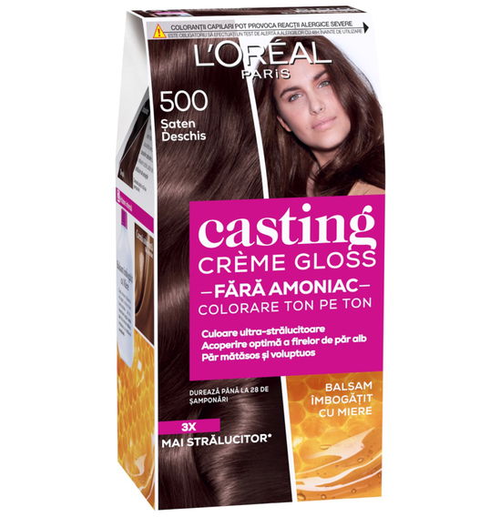 Vopsea de par semi-permanenta fara amoniac Casting Creme Gloss 500 Saten Deschis, 180ml, L`Oreal Paris