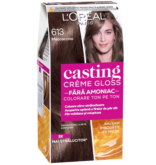 Vopsea de par semi-permanenta fara amoniac Casting Creme Gloss 613 Moccacino, 180ml, L`Oreal Paris