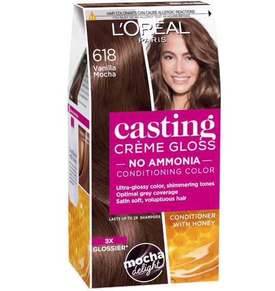 Vopsea de par semi-permanenta fara amoniac Casting Creme Gloss 618 Vanilla Mocha, 180ml, L`Oreal Paris