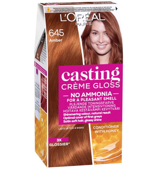 Vopsea de par semi-permanenta fara amoniac Casting Creme Gloss 645 Amber, 180ml, L`Oreal Paris