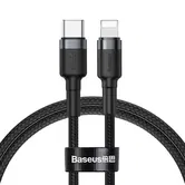 Cablu de date Baseus Cafule Series CATLKLF-G1, USB Type-C - Lightning, 1 m, 18 W, PD (Negru/Gri)