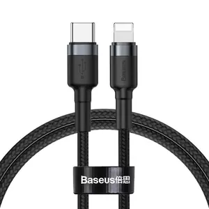 Cablu de date Baseus Cafule Series CATLKLF-G1, USB Type-C - Lightning, 1 m, 18 W, PD (Negru/Gri)
