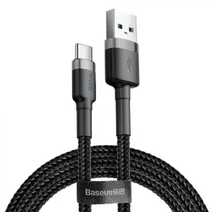 Cablu de date Baseus Cafule Series CATKLF-UG1, USB Type-C , 3 m, 2 A, 480 Mbps (Negru/Gri)
