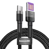 Cablu de date Baseus Cafule HW Quick Charging CATKLF-PG1, USB Type-C, 1 m, 40 W, 5 A (Negru/Gri)