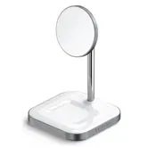 Incarcator Wireless Satechi Aluminium 2-in-1 Magnetic ST-WMCS2M pentru Apple iPhone Serie 12 si AirPods (Alb)