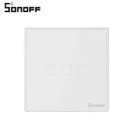 Intrerupator inteligent triplu cu touch Sonoff T2EU3C, Wi-Fi + RF (Alb)