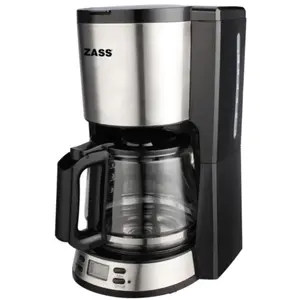 Cafetiera Zass ZCM 04 T, 1000 W, 1.5 L, Capacitate 10-12 cesti, Programare intarziata (Negru/Argintiu)