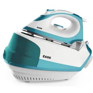 Statie de calcat Zass SG 03, 2300 W, 4.5 bari, 1.2 l, Debit de abur 110 g/min, Talpa ceramica (Alb/Albastru)