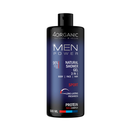 Gel de dus 3 in 1 Sport Men Power, 500ml, 4Organic