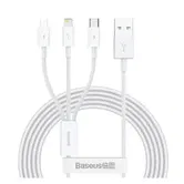 Cablu de date Baseus CAMLTYS-02 Superior 3 in 1, USB - USB Type-C/Lightning/MicroUSB, 3.5A, 1.5m, (Alb)