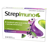 Strepimuno supliment alimentar cu soc si echinacea fara zahar, 24 comprimate de supt, Reckitt Benckiser