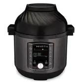 Multicooker si friteuza cu aer cald 2 in 1 Instant Pot Pro Crisp 8, 1500 W, 11 programe presetate, 7.6 L, Capac detasabil (Negru/Inox)