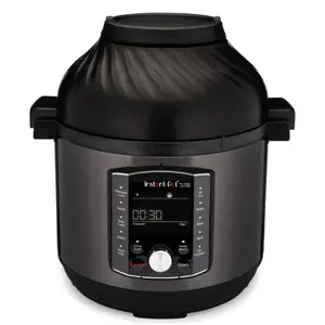 Multicooker si friteuza cu aer cald 2 in 1 Instant Pot Pro Crisp 8, 1500 W, 11 programe presetate, 7.6 L, Capac detasabil (Negru/Inox)