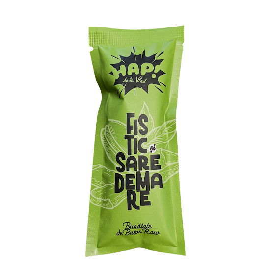 Baton raw vegane Fistic si sare de Mare, 45g Hap! de la Vlad