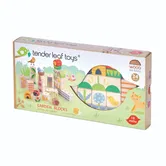 Cuburi stivuibile din lemn, Tender Leaf Toys, cu ilustratii din gradina, 24 piese