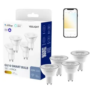 Set 4 Becuri Smart Yeelight LED GU10 Bulb W1, 4.8 W, 350 lm, Control Aplicatie (Alb)