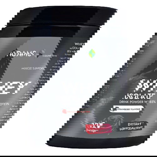 Pudra proteica cu aroma de capsuni Whey Isolate Protein, 360g, Adams Vision