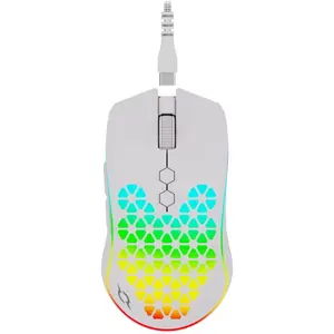Mouse Gaming Wireless AQIRYS Polaris, 16000 DPI, USB, iluminare RGB (Alb)