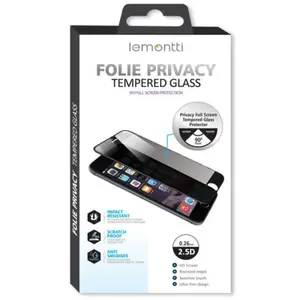 Folie Protectie Sticla Privacy Lemontti LEMFSP12MBK pentru Apple iPhone 12, iPhone 12 Pro (Transparent/Negru)