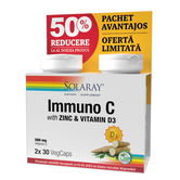 Pachet Immuno C cu Zinc, Vitamin D3 Solaray, 30 capsule + 30 capsule, Secom