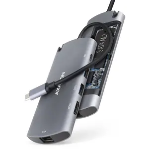 Hub USB Axagon HMC-6M2 Superrspeed, 1xRJ-45, 1xHDMI, 2xUSB A, 1xUSB 3.2 Type C, 1xM2 SSD slot (Gri)