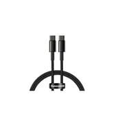 Cablu de date Baseus Tungsten Gold CATWJ-01, Fast Charging, USB Type-C - USB Type-C, 100W , 1m, impletitura nylon (Negru)