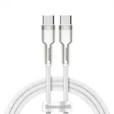 Cablu de date Baseus Cafule Metal CATJK-C02, USB Type-C - USB Type-C, 100W, 1m, impletitura nylon (Alb)