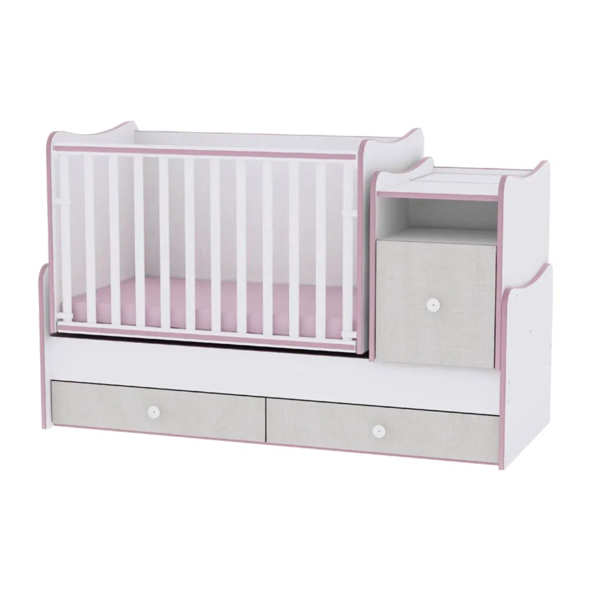 Mobilier transformabil, Lorelli, Trend Plus, 167 x 72 x 105 cm, White Pink Crossline