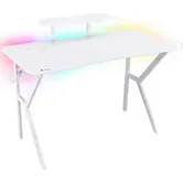 Birou gaming Genesis Holm 320 RGB, hub USB, Incarcator wireless 10W (Alb)