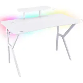 Birou gaming Genesis Holm 320 RGB, hub USB, Incarcator wireless 10W (Alb)