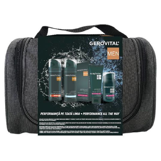Pachet Men 2 Crema antirid cu acid hialuronic 30ml + Balsam dupa ras cu acid hialuronic 100ml + Spuma de ras Sensitive 200ml + Spuma de dus Energy 200